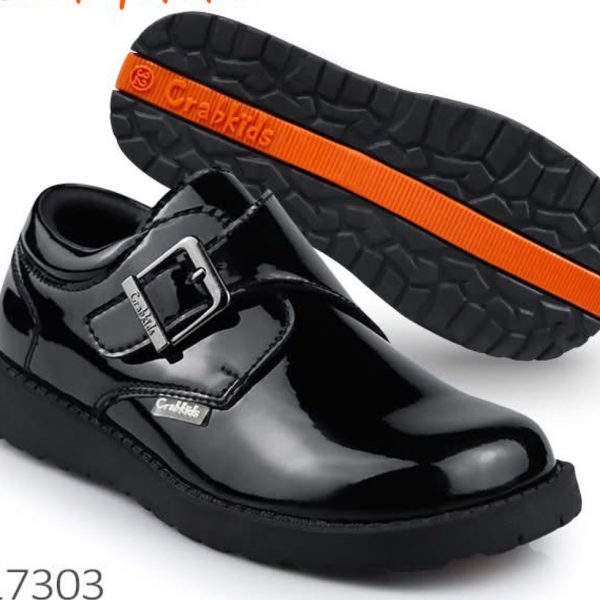 Boys Wetlook School Shoes