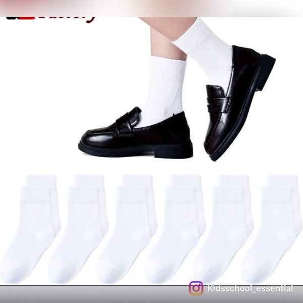 Kids School Socks White Cotton